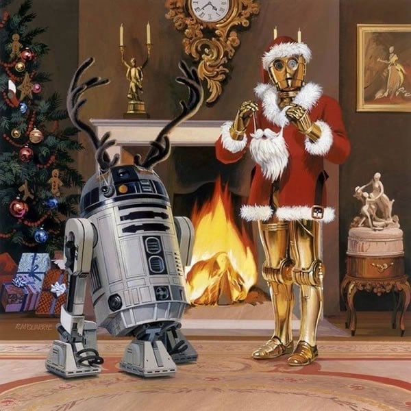 1979 Christmas Card (C-3PO Santa and R2-D2 with Antlers by Ralph McQuarrie) 1979 Christmas Card (C-3PO Santa and R2-D2 with Antlers by Ralph McQuarrie)