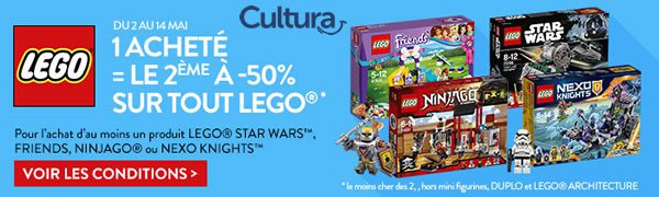 Promos : Le 2ème set à -50% chez Toys R Us et Cultura