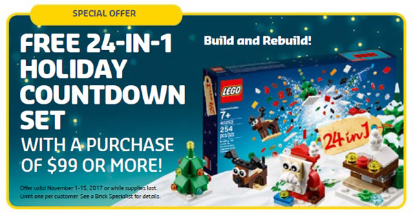 lego offer 40253 holiday countdown set