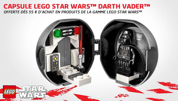 Sur le Shop LEGO : Pod LEGO Star Wars Darth Vader offert dès 55 € d'achat