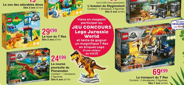 Chez Toys R Us : 53 sets LEGO Jurassic World en édition limitée à gagner