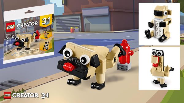 Sur le Shop LEGO : Polybag Creator 30542 Cute Pug offert dès 35 € d'achat