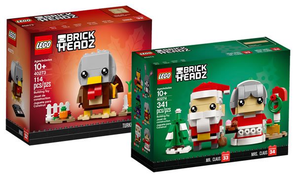 Nouveautés LEGO BrickHeadz : 40273 Thanksgiving Turkey et 40274 Mr & Ms. Claus Nouveautés LEGO BrickHeadz : 40273 Thanksgiving Turkey et 40274 Mr & Ms. Claus