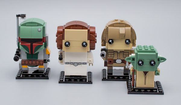 LEGO BrickHeadz 41627 Luke Skywalker & Yoda, 41628 Princess Leia et 41629 Boba Fett