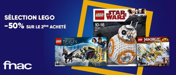 Sur Fnac.com : 50% de réduction immédiate sur le 2ème produit LEGO acheté Sur Fnac.com : 50% de réduction immédiate sur le 2ème produit LEGO acheté