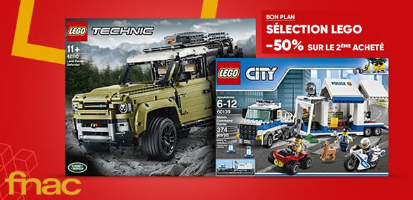 Sur Fnac.com : 50% de réduction immédiate sur le 2ème produit LEGO acheté Sur Fnac.com : 50% de réduction immédiate sur le 2ème produit LEGO acheté