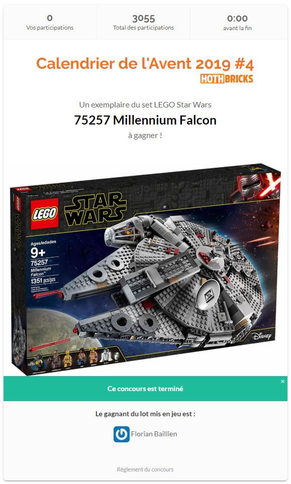 concours,lego 75257,millennium falcon,star wars,gagner