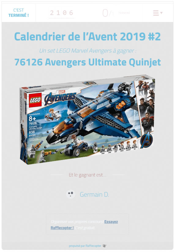 lego,advent calendar,concours,2019,76126