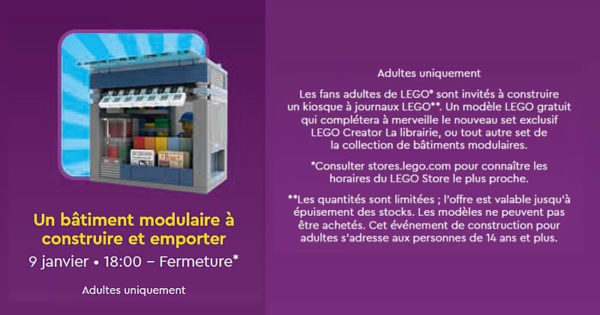 lego free exclusive newsstand store event janvier 2020