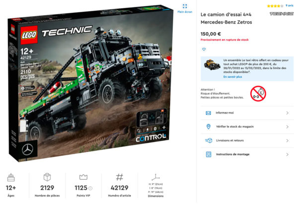 42129 lego technic mercedes benz zetros drop price