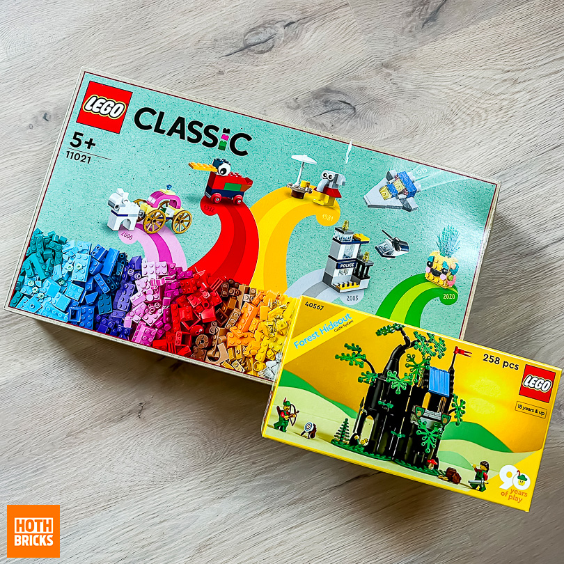 Concours : un lot de sets LEGO 11021 90 Years of Play et 40567 Forest Hideout à gagner !