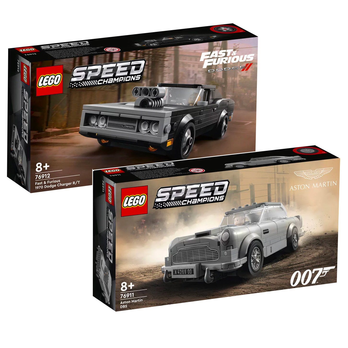 Nuwe LEGO Speed ​​​​Champions 76911 Aston Martin DB5 en 76912 Fast & Furious 1970 Dodge Charger R/T-stelle is aanlyn in die winkel