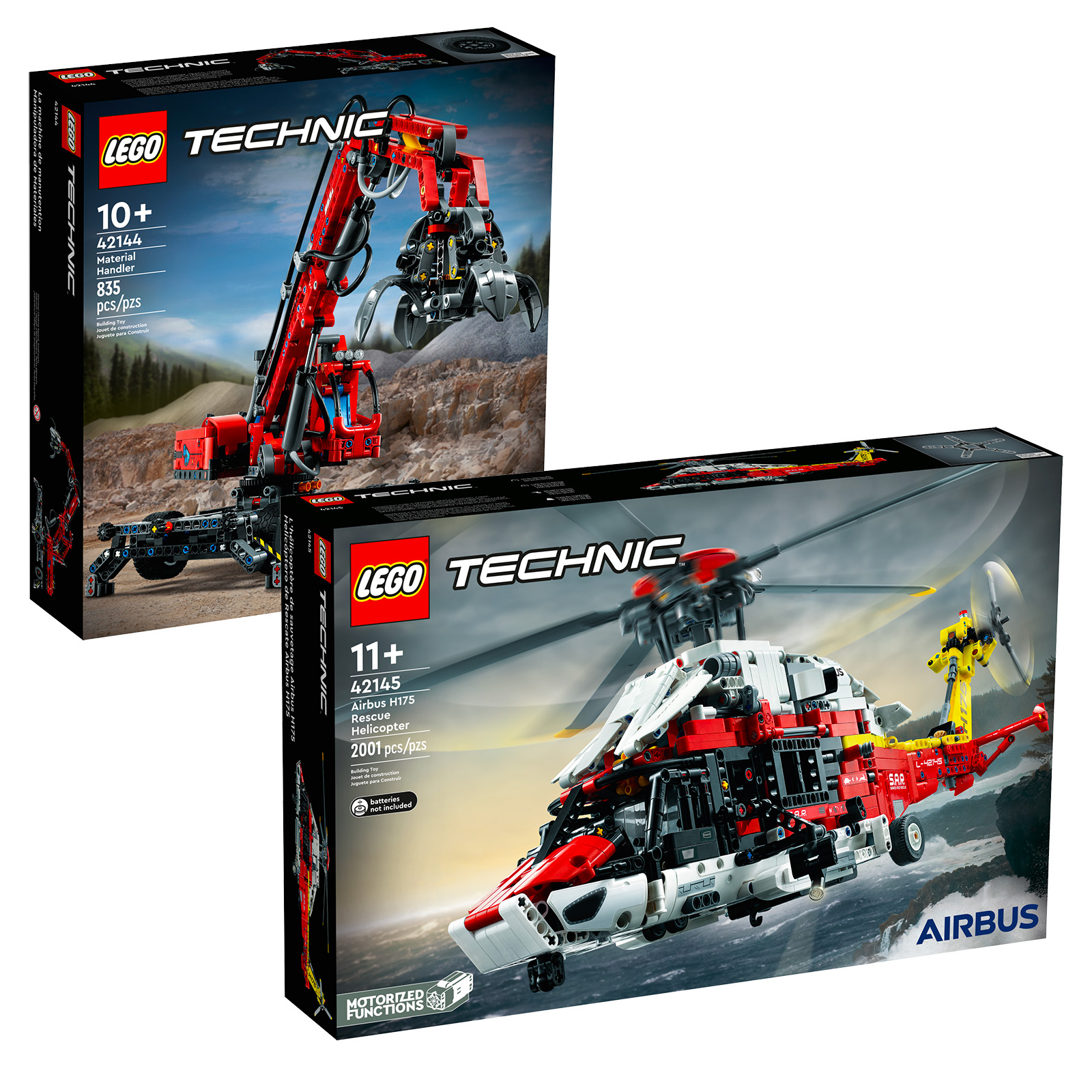 Nel negozio LEGO: i set per l'handler di materiali LEGO Technic 42144 e l'elicottero di soccorso Airbus H42145 175 sono online