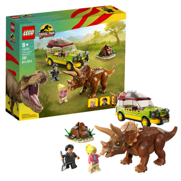76959 parc jurassic lego ymchwil triceratops