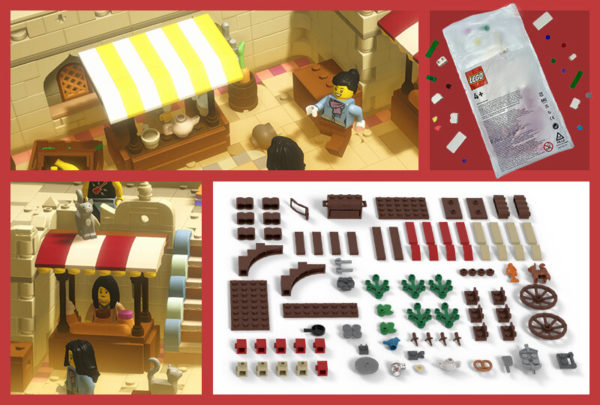 bricktales lego একটি ইট মডেল পলিব্যাগ বাজারের স্টল বাছাই