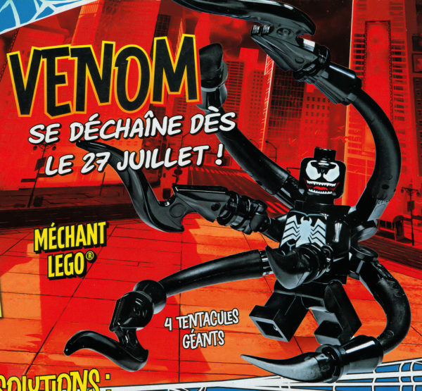 cylchgrawn lego spider man Gorffennaf 2023 venom minifigure