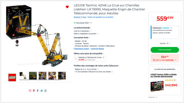 42146 lego technic liebherr lr 13000 7