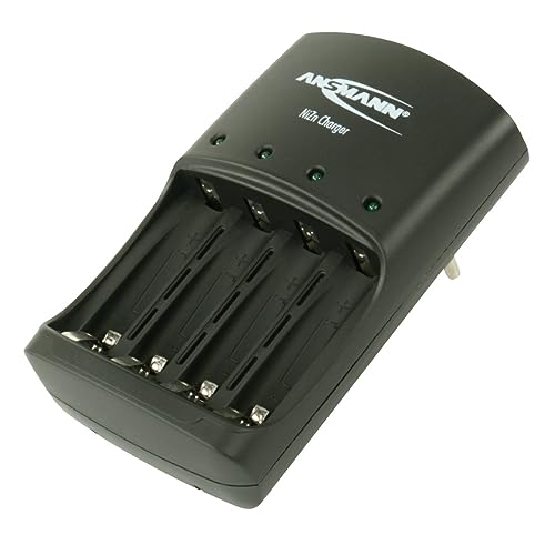 Pengisi Daya Baterai Nikel-Seng ANSMANN (1 PCE) – Pengisi daya baterai untuk 1 hingga 4 baterai AA/AAA NiZn – Stasiun pengisian daya untuk baterai ZR03 dan ZR6 dengan tampilan LED