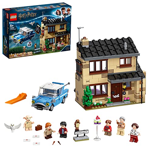 LEGO 75968 Harry Potter 4 Privet Drive: Ensemble Maison Dursley et Voiture Ford Anglia, avec Figurine Dobby, Idéal pour Fans de Harry Potter, Cadeau Unique pour Enfants de 8 Ans et Plus