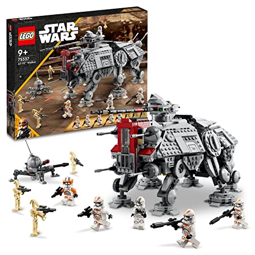 LEGO 75337 Междузвездни войни AT-TE Walker Battle Droid Minifigure Играчка за изграждане, Revenge of the Sith Set, с Clone Troopers