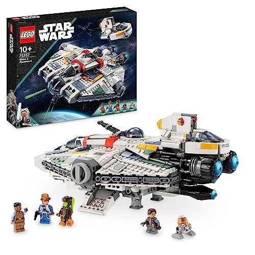 LEGO Star Wars Ghost and Phantom II 75357, sisältää 2 palikoista rakennettua Ahsoka-ajoneuvoa, rakennettavan tähtialuksen ja 5 hahmoa, mukaan lukien Jacen Syndulla ja Chopper Droid -minihahmo, lahjaidea