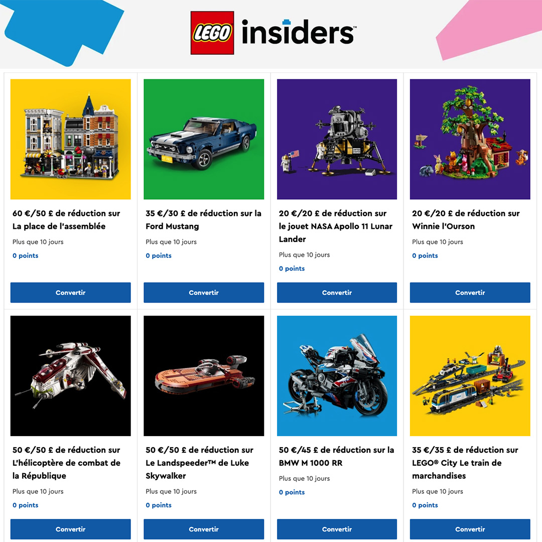 Multiple new items added to the LEGO VIP Rewards Centre