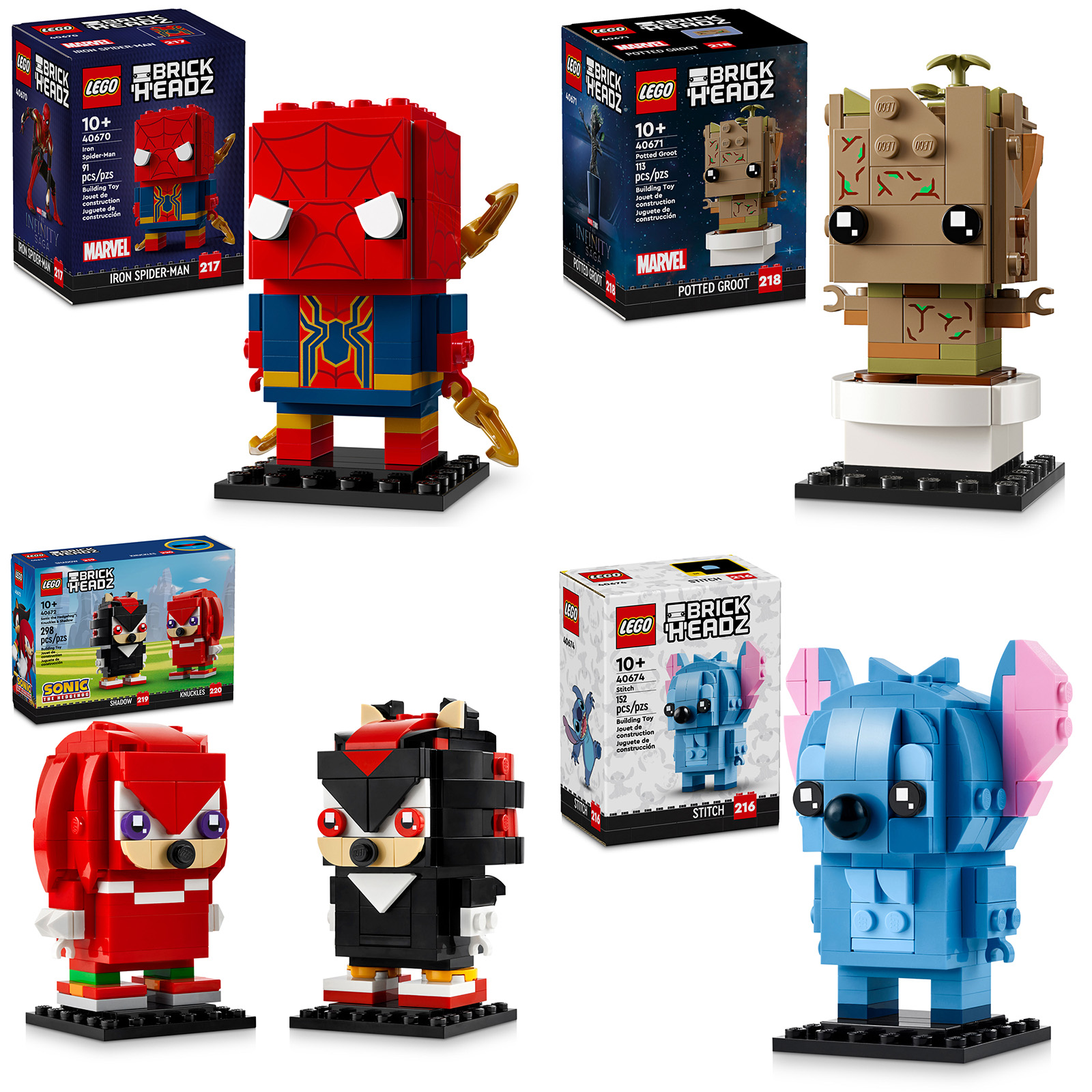▻ Nuovo LEGO BrickHeadz 2024: Iron Spider-Man, Groot, Knuckles, Shadow e  Stitch - HOTH BRICKS