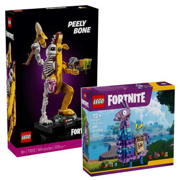 Peely Bone Lego Fortnite, construction de figurine en briques de jeu en édition collector, modèle de squelette avec accessoires, parfait pour collectionneurs et fans de jeux vidéo.
