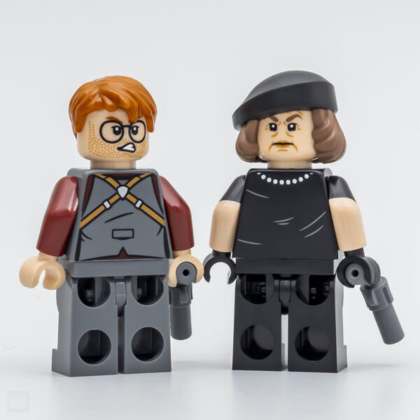 Poupées LEGO d'inspiration cinéma, personnages iconiques du film "Les braqueurs de banques", modèles de figurines à assembler, parfaites pour la collection et le jeu créatif.