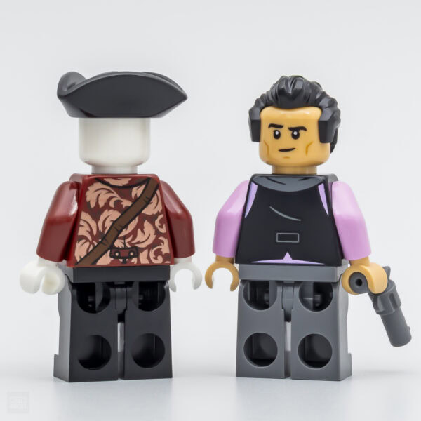 Pirate et jeune homme en figurines LEGO, action figures de collection, accessoires de cosplay, décoration de fans de lego originales et uniques.