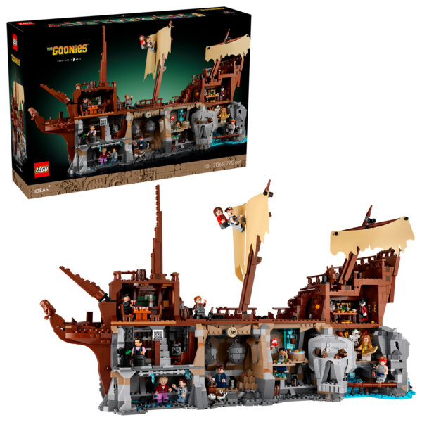 Lego pirates bateau lego the goonies bateau en briques imaginatives avec figurines détaillées et éléments de décoration thématique, parfait pour collectionneurs et fans d'aventure maritime.