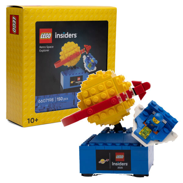 LEGO insiders exploration spatiale, modèle rocket orange jaune et fusée bleue, blocs de construction pour enfants à partir de 10 ans, jouet éducatif et créatif, pièce de collection spatiale.