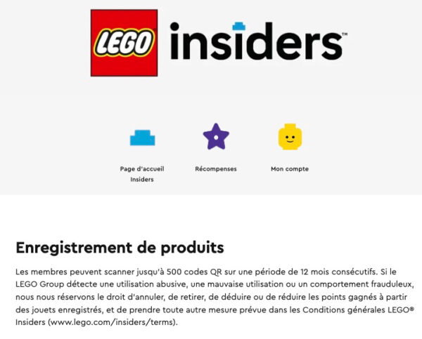 lego insiders limit scan qr codes